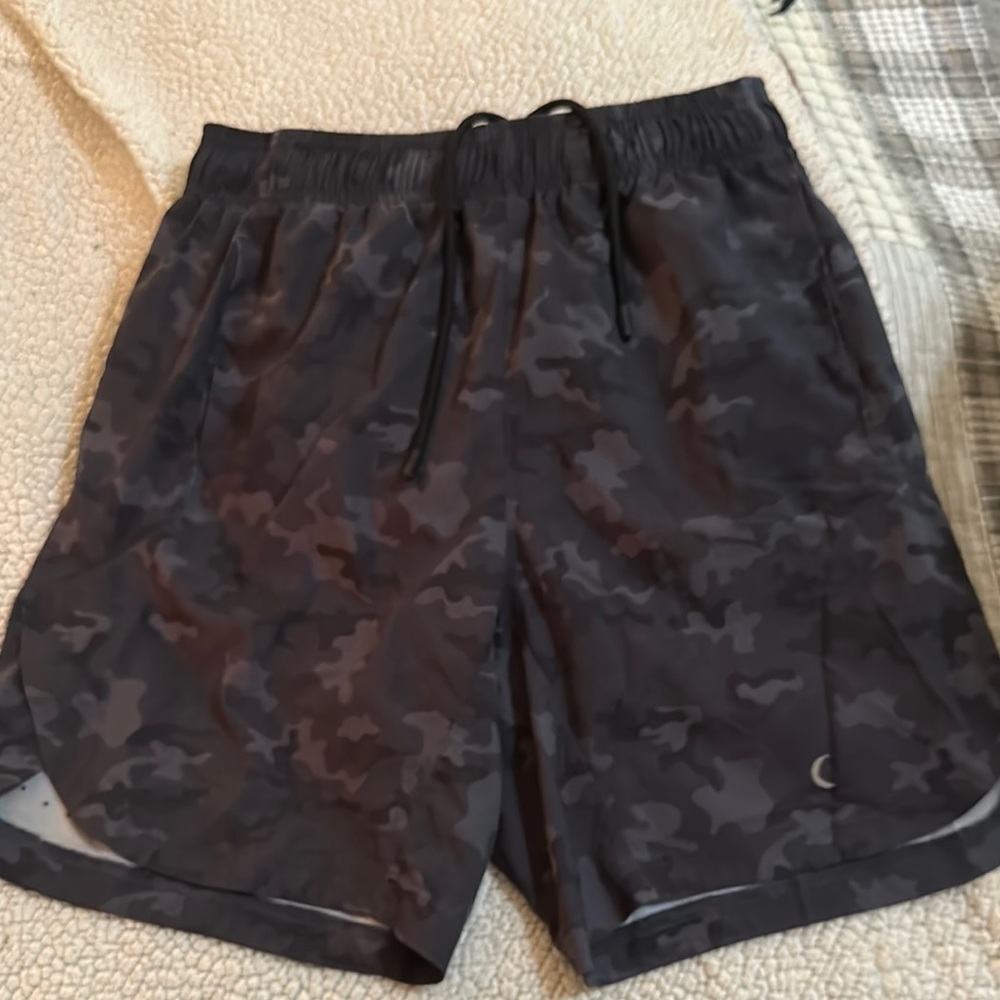 Black and Gray Athletic Shorts with Moisture-Wicking Fabric